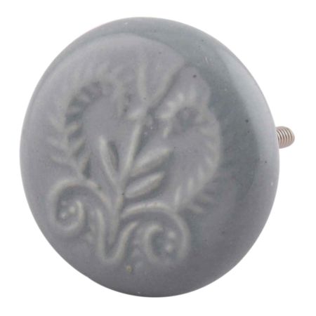 Grey Leaf Ceramic Flat Cabinet Knob Online 